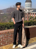 Men’s Grey T-Shirt & Black Trousers Set – Casual Streetwear Outfit